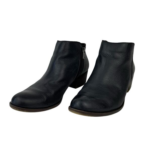 Lucky Brand Barstyn Black Leather Round Toe Ankle Booties Womens Sz 9.5 - Picture 2 of 16
